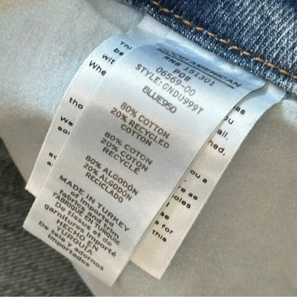 Good American 90’s Duster Blue 950 Straight Leg Distressed High Rise Jeans 14/32 - Picture 8 of 8
